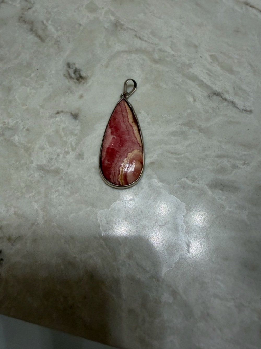 Sterling Teardrop Rhodochrosite Pendant